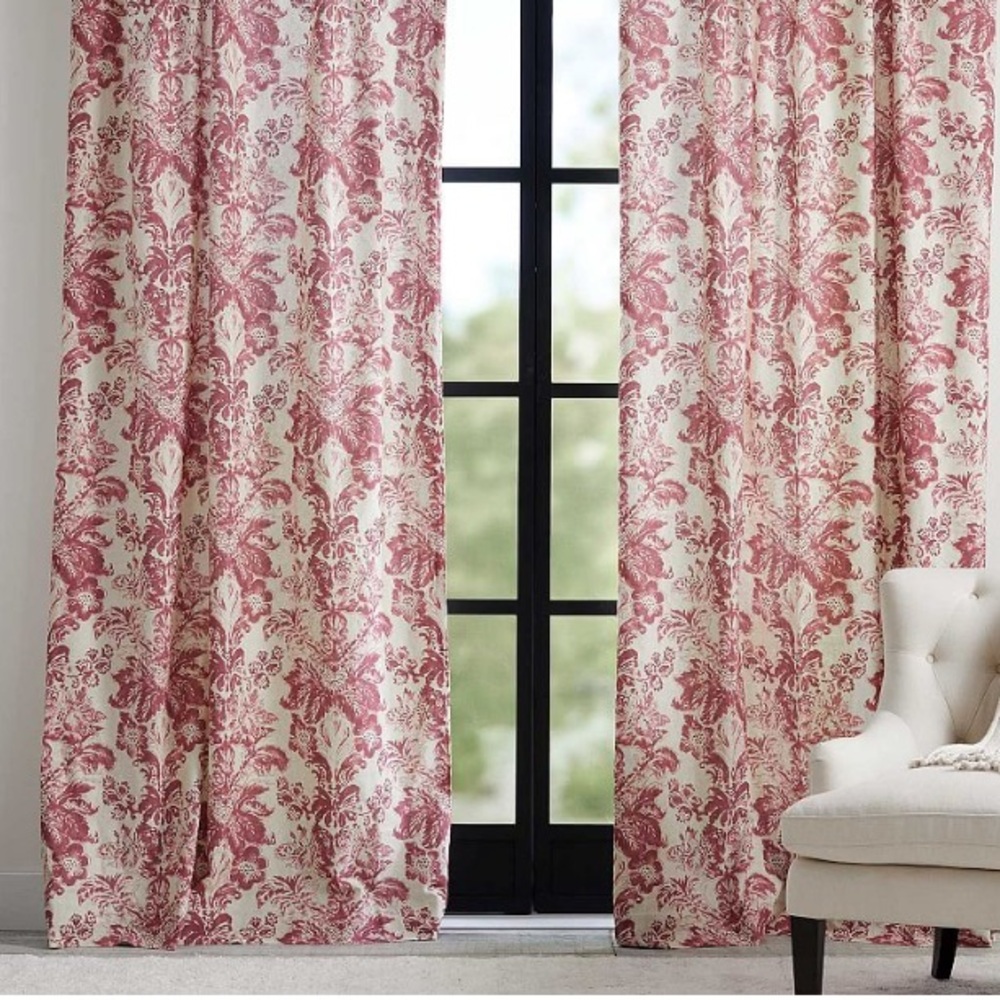 Elegant Pink Floral Curtains Pottery Barn Like New